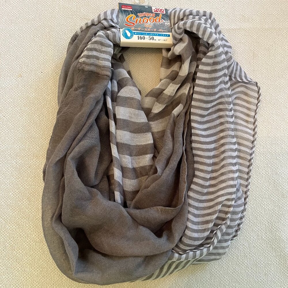 Gray striped Fashion Loop Scarf